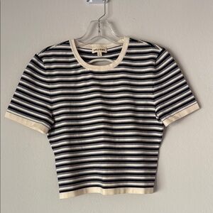 GRLFRND Ava Top in Navy and Ivory Stripe